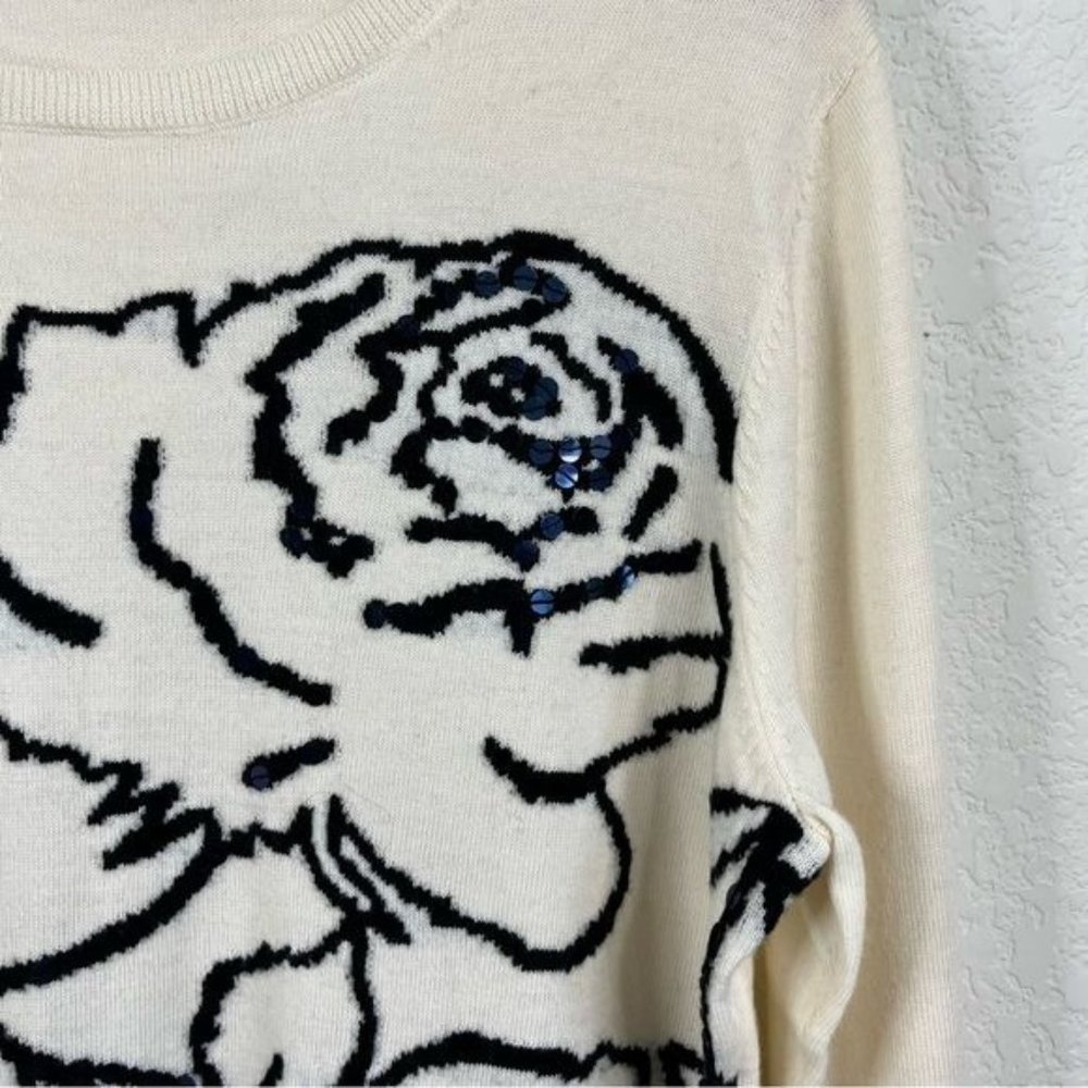 Brooks Brothers Merino Will Rose Sequin Sweater - Picture 2 of 5